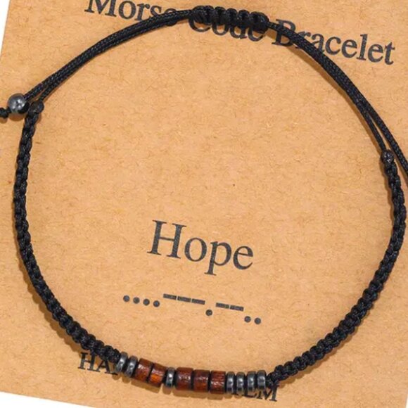 "HOPE" Morse Code Bracelets w/Adjustable String Inspirational Messages - Picture 1 of 2
